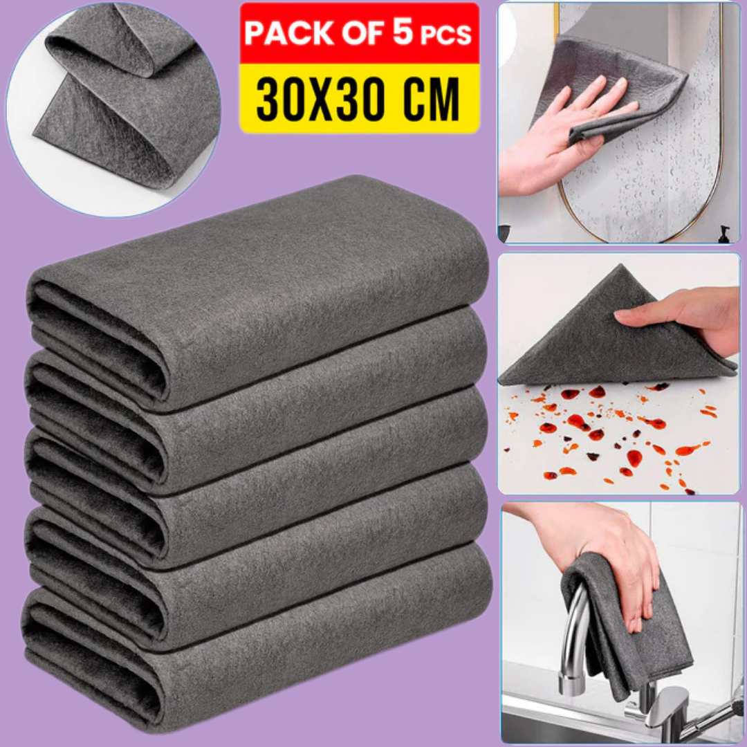 Pure Wipe Magic – Reusable Microfiber Cloths (Set of 5)